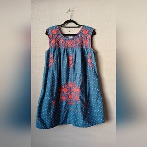 Sister Mary Dress Womens Medium Floral Embroidered Sleeveless Mini